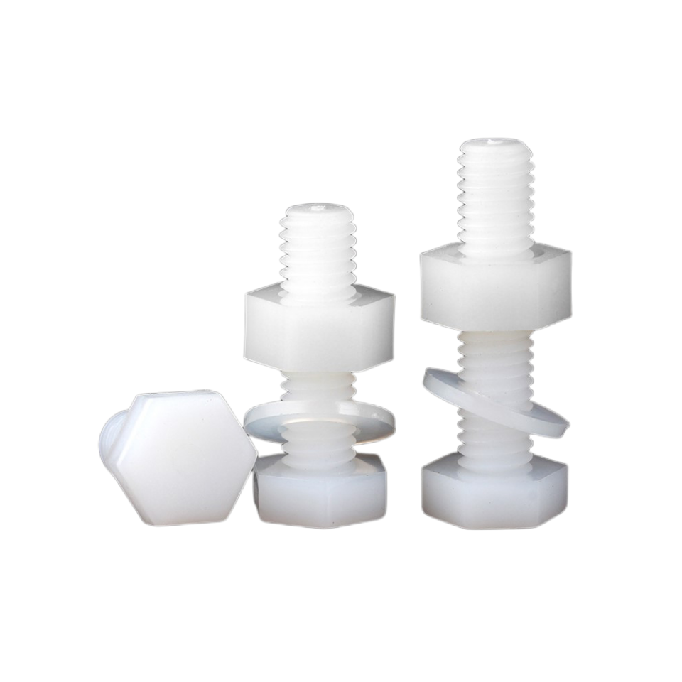 Nylon hexagon bolts, nuts and washers